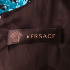 Versace Black And Blue Medusa Print Pinstriped Sleeveless Dress M For Women -Versace Official Website luxury women versace used clothes p127102 0005