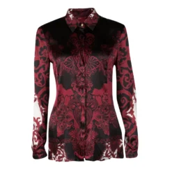 Versace Multicolor Printed Silk Long Sleeve Blouse M For Women