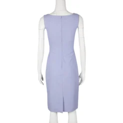 Versace Lilac Textured Cotton Fitted Sleeveless Dress S For Women -Versace Official Website luxury women versace used clothes p129713 0003