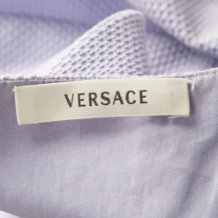 Versace Lilac Textured Cotton Fitted Sleeveless Dress S For Women -Versace Official Website luxury women versace used clothes p129713 0005