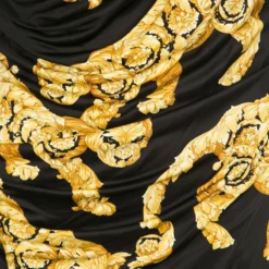 Versace Collection Black And Gold Cat Print Sleeveless Draped Dress M For Women -Versace Official Website luxury women versace used clothes p133604 0004