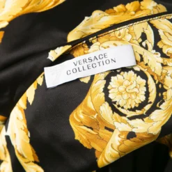 Versace Collection Black And Gold Cat Print Sleeveless Draped Dress M For Women -Versace Official Website luxury women versace used clothes p133604 0005