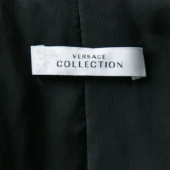 Versace Collection Navy Blue Contrast Panel Buckle Detail Blazer S For Women -Versace Official Website luxury women versace used clothes p139643 005