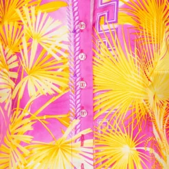 Gianni Versace Couture Pink And Yellow Printed Silk Long Sleeve Shirt M For Women -Versace Official Website luxury women versace used clothes p139788 0004