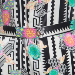 Versace Monochrome Floral Printed Silk Belted Shirt Dress S For Women -Versace Official Website luxury women versace used clothes p141989 0004