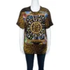 Versace Leopard Printed Silk Embellished Logo Detail Top M For Women
