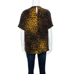 Versace Leopard Printed Silk Embellished Logo Detail Top M For Women -Versace Official Website luxury women versace used clothes p143554 0003