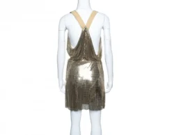 Gianni Versace Couture Vintage Oroton Gold Metal Mesh Bodysuit And Skirt Set M For Women -Versace Official Website luxury women versace used clothes p143797 0003
