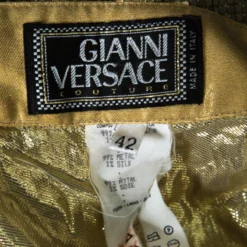 Gianni Versace Couture Vintage Oroton Gold Metal Mesh Bodysuit And Skirt Set M For Women -Versace Official Website luxury women versace used clothes p143797 0005