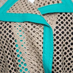 Gianni Versace Vintage Beige Cutout Leather Contrast Trim Belted Coat M For Women -Versace Official Website luxury women versace used clothes p143799 0004