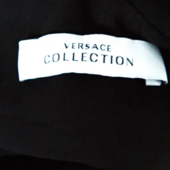 Versace Collection Black Logo Strap Slit Detail Draped Maxi Dress S For Women -Versace Official Website luxury women versace used clothes p143930 0005