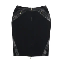 Versace Black Leather Trim Skirt S For Women