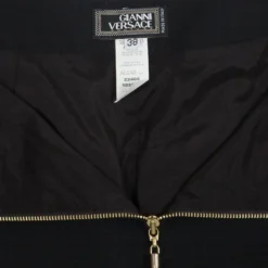 Versace Black Leather Trim Skirt S For Women -Versace Official Website luxury women versace used clothes p15285 008