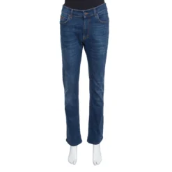 Versace Collection Indigo Faded Effect Denim Trend Fit Jeans L For Women