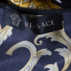 Versace Black Scarf Printed Silk Satin Sleeveless Mini Dress S For Women -Versace Official Website luxury women versace used clothes p154857 0005