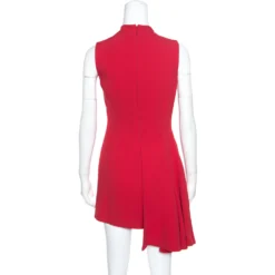 Versace Red Asymmetric Draped Hem Choker Neck Sheath Dress S For Women -Versace Official Website luxury women versace used clothes p156176 0003 scaled