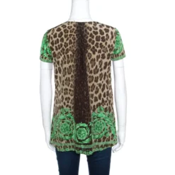 Versace Leopard And Baroque Printed Silk Shoulder Rivet Detail Top S For Women -Versace Official Website luxury women versace used clothes p156559 0003