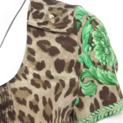 Versace Leopard And Baroque Printed Silk Shoulder Rivet Detail Top S For Women -Versace Official Website luxury women versace used clothes p156559 0004