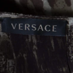 Versace Leopard And Baroque Printed Silk Shoulder Rivet Detail Top S For Women -Versace Official Website luxury women versace used clothes p156559 0006