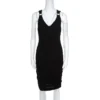 Versace Black Ruched Metal Ring Detail Sleeveless Bodycon Dress M For Women