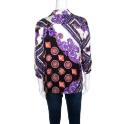 Versace Collection Multicolor Sun And Crystals Motif Printed Silk Blouse M For Women -Versace Official Website luxury women versace used clothes p159486 0003