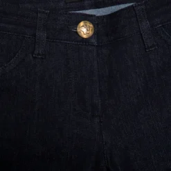 Versace Indigo And Black Dark Wash Denim Paneled Zip Detail Tapered Jeans S For Women -Versace Official Website luxury women versace used clothes p161175 0003