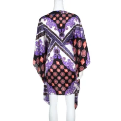 Versace Collection Multicolor Sun And Crystals Motif Printed Silk Kaftan Tunic M For Women -Versace Official Website luxury women versace used clothes p161224 0003