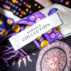 Versace Collection Multicolor Sun And Crystals Motif Printed Silk Kaftan Tunic M For Women -Versace Official Website luxury women versace used clothes p161224 0005