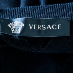 Versace Black Pointelle Knit Button Front Long Sleeve Cardigan XL For Women -Versace Official Website luxury women versace used clothes p161296 0005