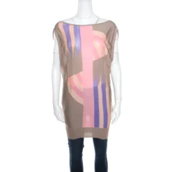 Versace Pastel Colorblock Silk Knit Perforated Panel Detail Sleeveless Top S For Women