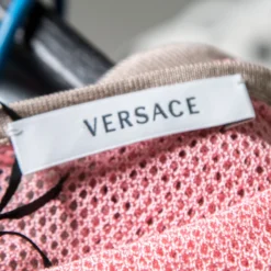 Versace Pastel Colorblock Silk Knit Perforated Panel Detail Sleeveless Top S For Women -Versace Official Website luxury women versace used clothes p161311 0005