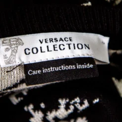 Versace Collection Monochrome Patterned Jacquard Shoulder Zip Detail Sweater L For Women -Versace Official Website luxury women versace used clothes p162697 003