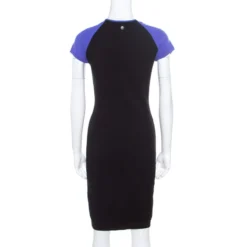 Versace Collection Black And Purple Jacquard Knit Fitted Cap Sleeve Dress M For Women -Versace Official Website luxury women versace used clothes p170300 003