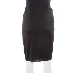 Versace Black Stretch Knit Tulip Wrap Skirt S For Women -Versace Official Website luxury women versace used clothes p176759 006