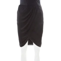 Versace Black Stretch Knit Tulip Wrap Skirt S For Women