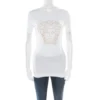 Versace White Crystal Embellished Medusa Icon Short Sleeve T-Shirt S For Women