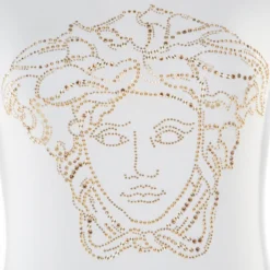 Versace White Crystal Embellished Medusa Icon Short Sleeve T-Shirt S For Women -Versace Official Website luxury women versace used clothes p176829 007