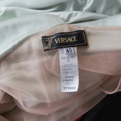 Versace Mint Green Draped Medusa Clasp Detail Halter Dress S For Women -Versace Official Website luxury women versace used clothes p182686 005