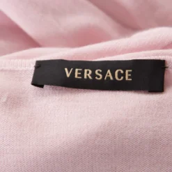 Versace Pink V-Neck Sweater M For Women -Versace Official Website luxury women versace used clothes p184837 003