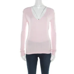 Versace Pink V-Neck Sweater M For Women