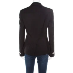 Versace Black Wool Tailored Blazer M For Women -Versace Official Website luxury women versace used clothes p193900 002