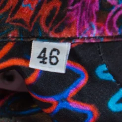 Versace Collection Multicolor Paisley Glow Print Satin Silk Long Sleeve Shirt L For Women -Versace Official Website luxury women versace used clothes p195655 002