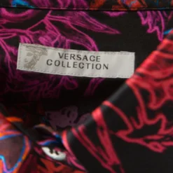 Versace Collection Multicolor Paisley Glow Print Satin Silk Long Sleeve Shirt L For Women -Versace Official Website luxury women versace used clothes p195655 003