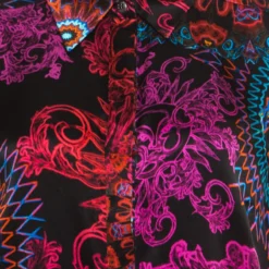Versace Collection Multicolor Paisley Glow Print Satin Silk Long Sleeve Shirt L For Women -Versace Official Website luxury women versace used clothes p195655 004