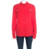 Versus Versace Red Crepe Medusa Button Detail Long Sleeve Blouse M For Women