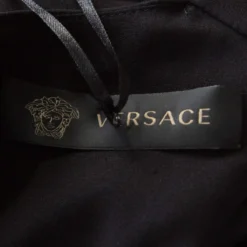Versace Black Ruched Bodice Long Sleeve Fitted Cocktail Dress S For Women -Versace Official Website luxury women versace used clothes p196488 1557644402 007