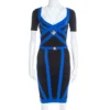 Versace Collection Black Contrast Trim Knit Logo Buckle Detail Bodycon Dress S For Women