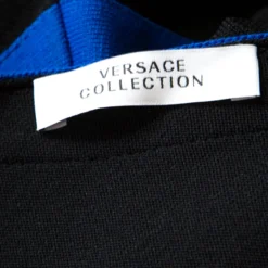 Versace Collection Black Contrast Trim Knit Logo Buckle Detail Bodycon Dress S For Women -Versace Official Website luxury women versace used clothes p197291 006
