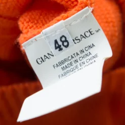 Versace Collection Orange Cable Knit Wool Belted Sweater Dress L For Women -Versace Official Website luxury women versace used clothes p198074 003