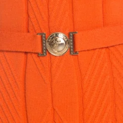 Versace Collection Orange Cable Knit Wool Belted Sweater Dress L For Women -Versace Official Website luxury women versace used clothes p198074 007